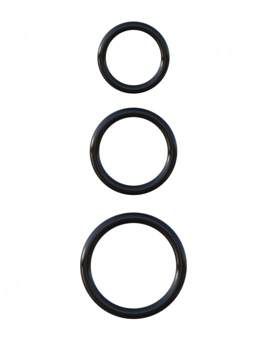 Набор из трех черных эрекционных колец Silicone 3-Ring Stamina Set - Pipedream - в Новосибирске купить с доставкой