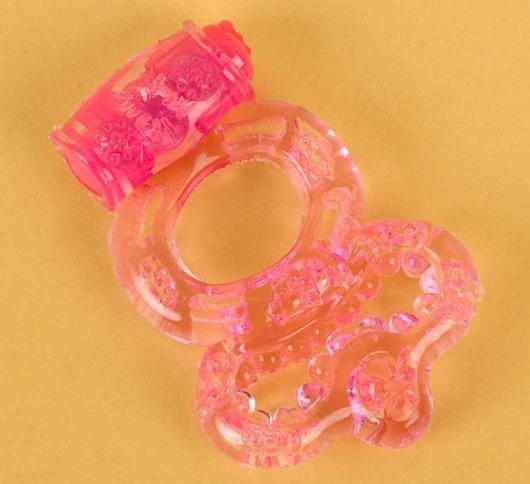 Розовое эрекционное кольцо с вибратором и подхватом - Toyfa Basic - в Новосибирске купить с доставкой