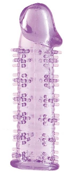 Гелевая фиолетовая насадка на фаллос с шипами - 12 см. - Toyfa Basic - в Новосибирске купить с доставкой