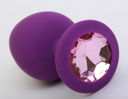 Фиолетовая силиконовая пробка с розовым стразом - 9,5 см. - 4sexdreaM - купить с доставкой в Новосибирске